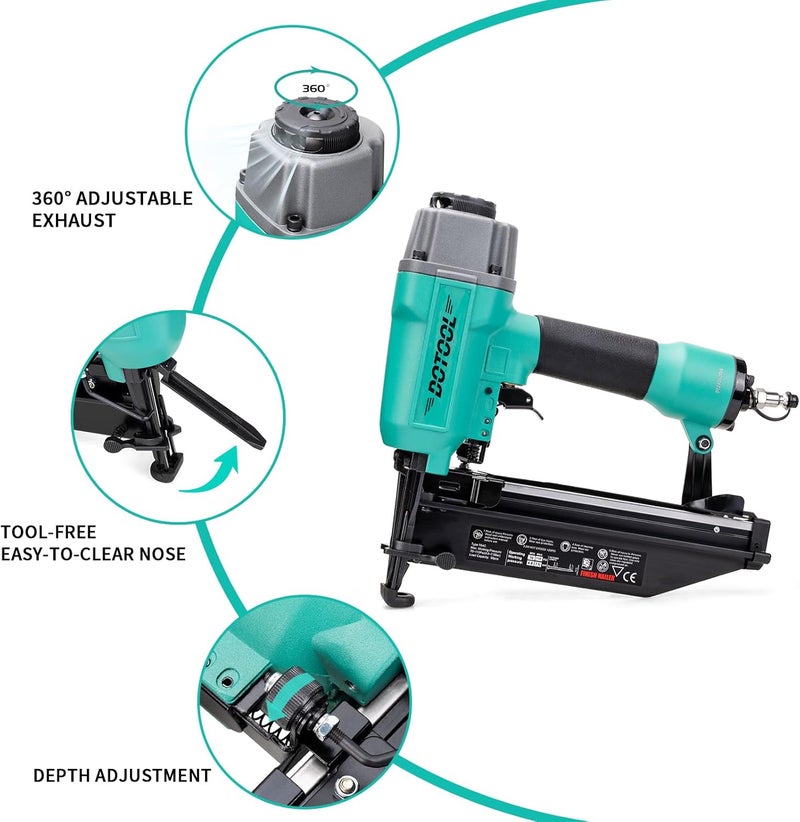Dotool Store Finish Nailer 16GA 1-inch to 2-1/2-inch Finish Nails Pneumatic Nail Gun with Tool-Free Depth Adjust - Image 4